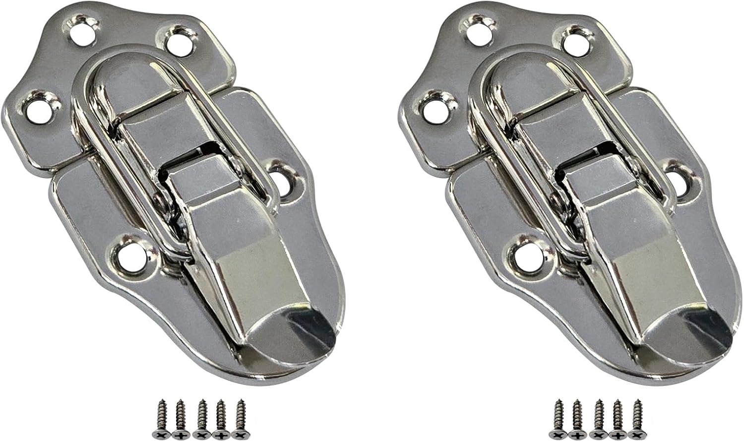 QCAA Zinc Die Cast Hook HASP Latch, Vintage Style, Right Latch Lock, 39mm x 46mm (1.53" x 1.81"), Brass Plated, Made in Taiwan, 2 Pack