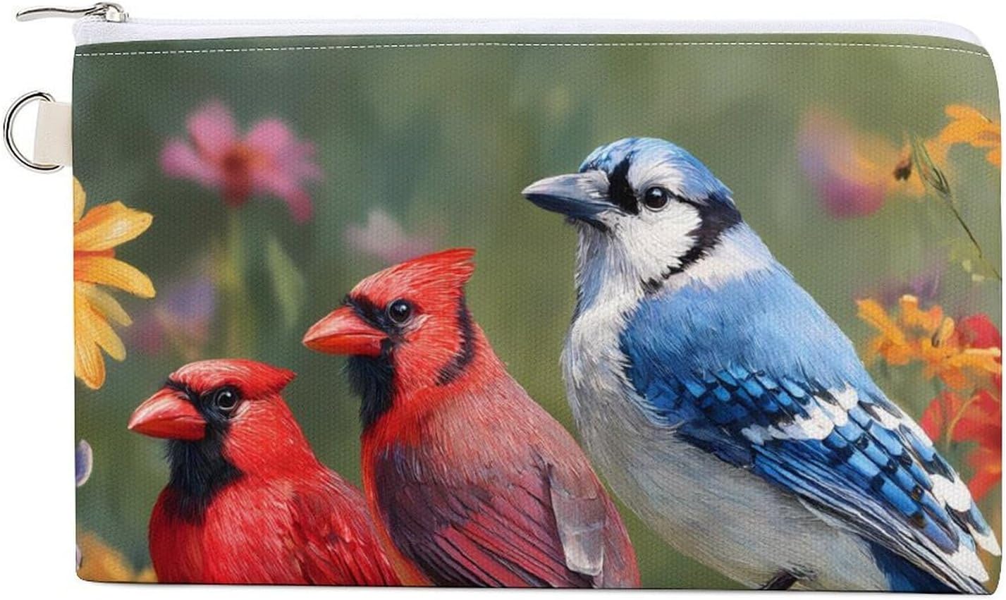 Cardinal Bluebird Jay Coin Purse Pouch Change Holder With Zip Canvas Clutch Card Wallet for Women Men