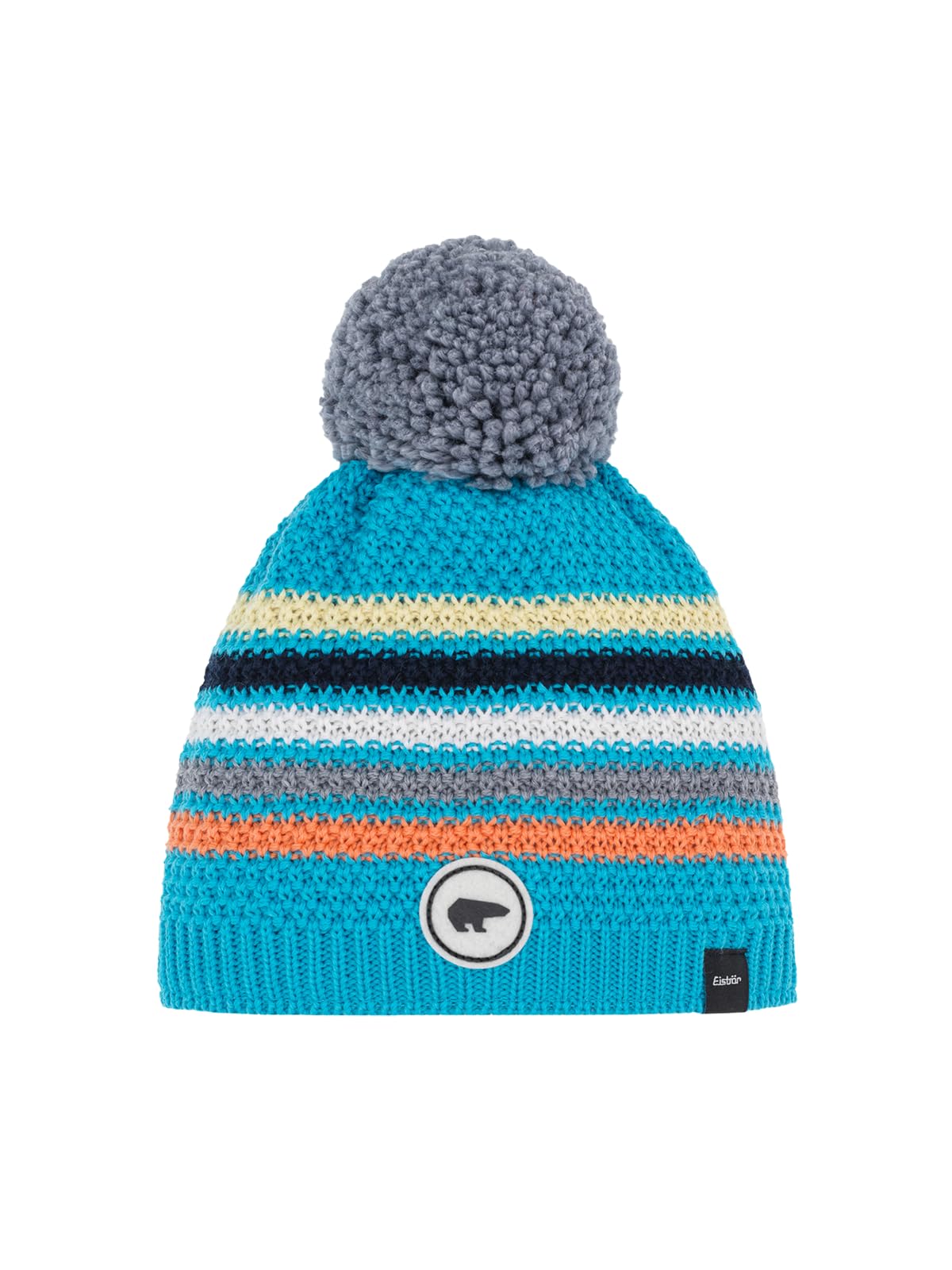 Eisbär Mütze Stan Pompon Kids - warme Wintermütze Jungen & Mädchen - 55 cm (7-8 Jahre) - atmungsaktive mit Fleece Innenband Bommelmütze Kindermütze Haube aus Österreich
