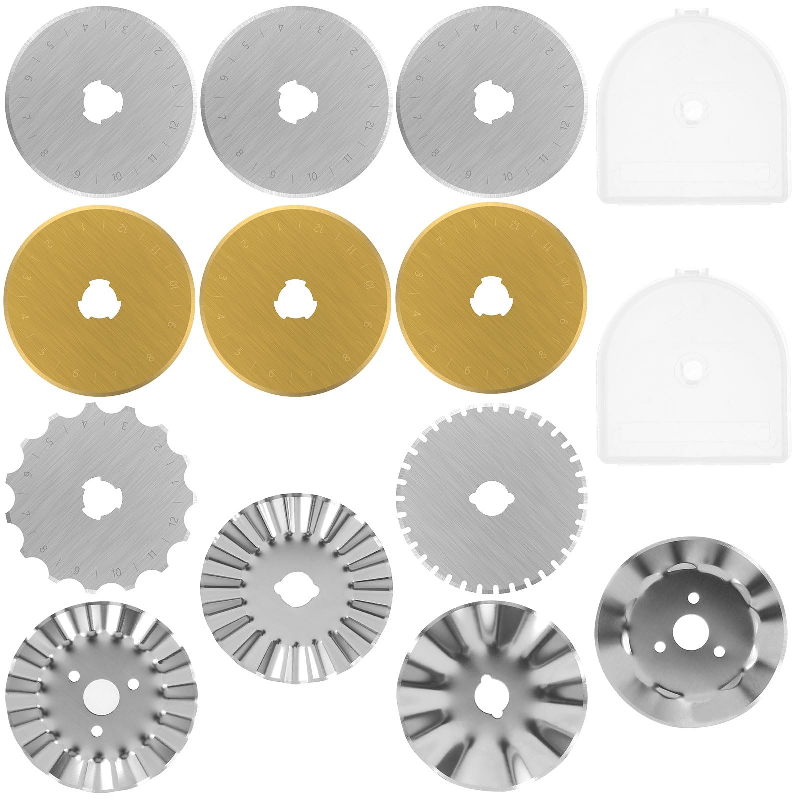 12 Pcs 45mm Rotary Cutter Blades, Fabric Rotary Cutter, Wave Rotary Cutter Blades, Rotary Cutter Replacement Blades with Clear Scale, for Arts Crafts Quilting Scrapbooking Sewing