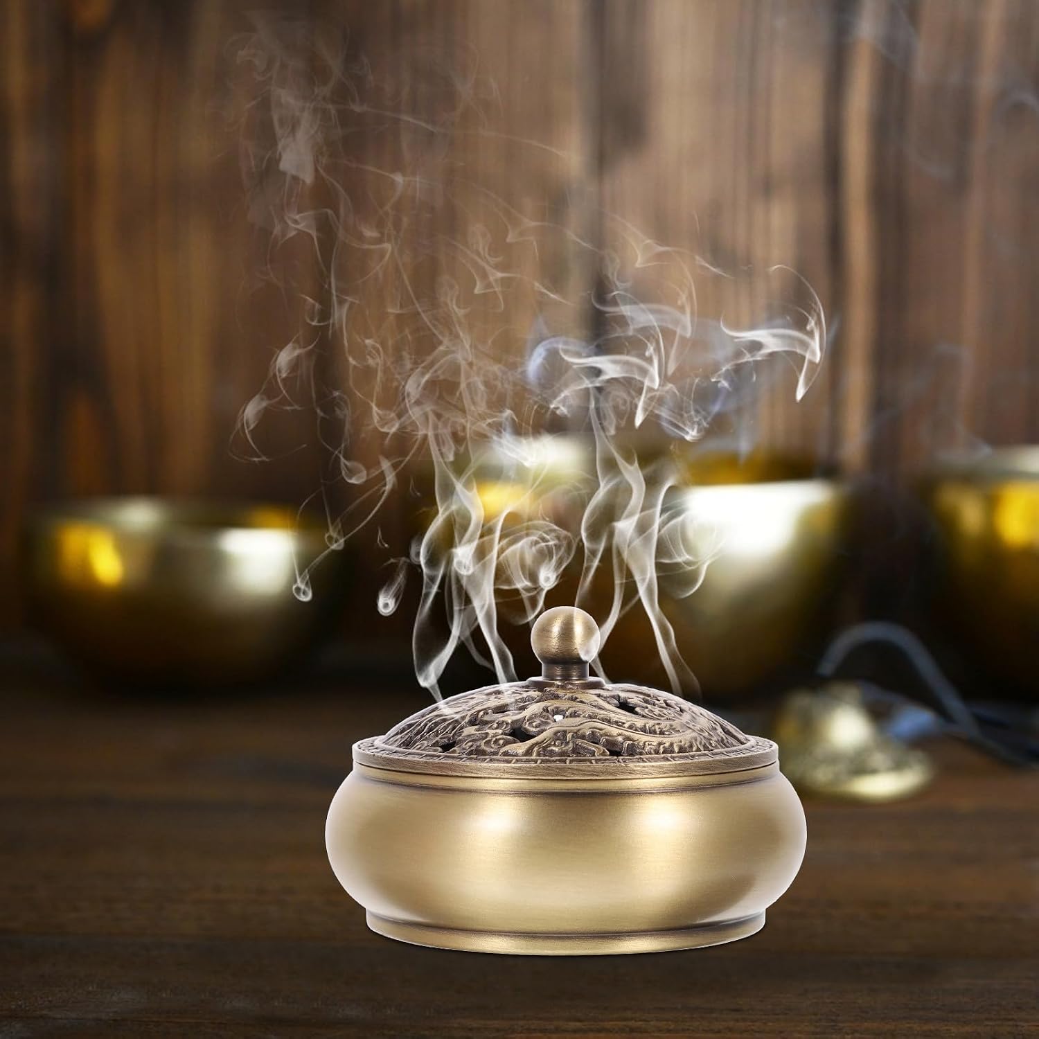KICHOUSE Chic Incense Burner Household Censer Ornament Flat Base Decorative Incense Holder for Home Indoor Use