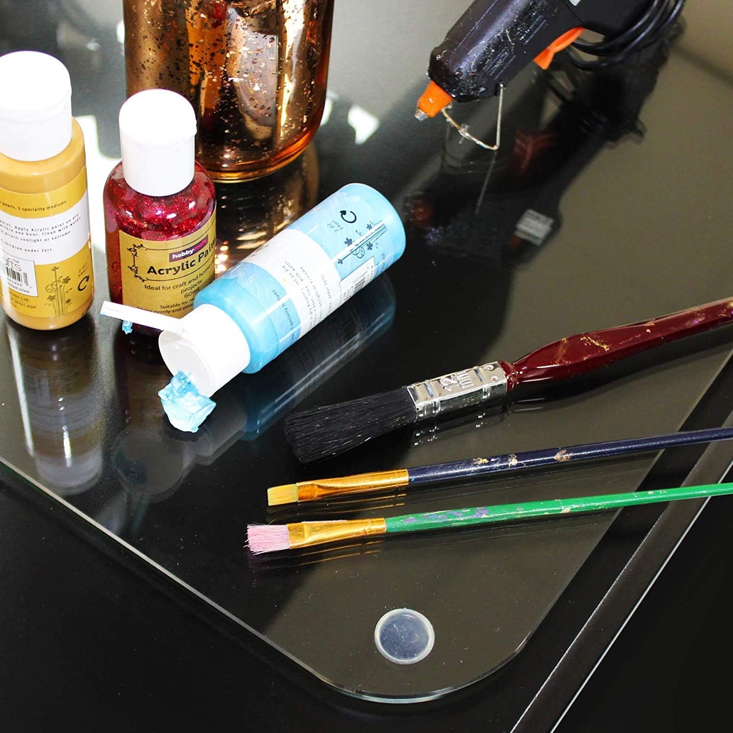 Floortex CraftTex Tempered Glass Craft Mat 20" x 36" High Strength Surface Protection, Clear