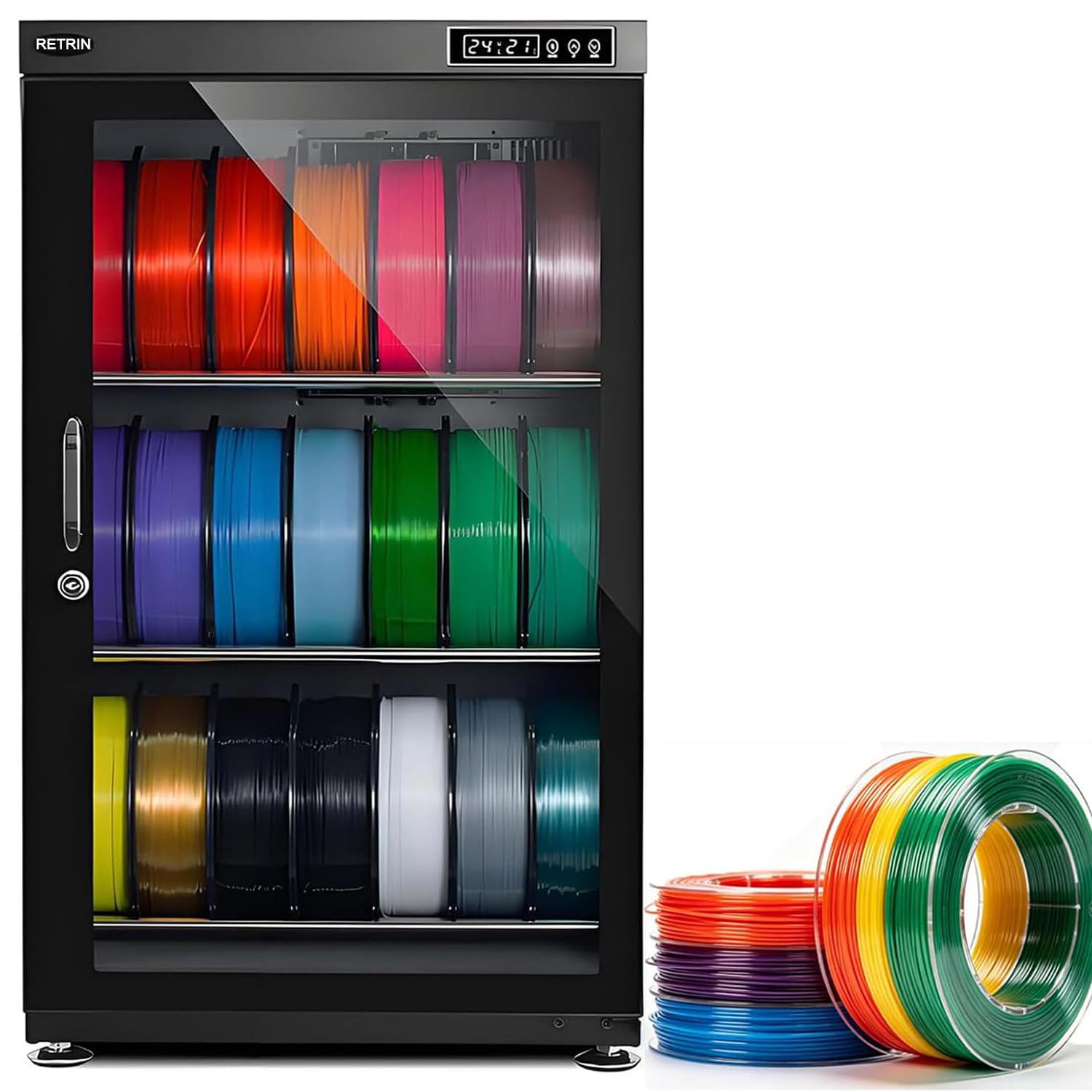 Retrin Multicolor Dry Cabinet, Automatic Dehumidifier For Filament, Digital Touch Control 115L
