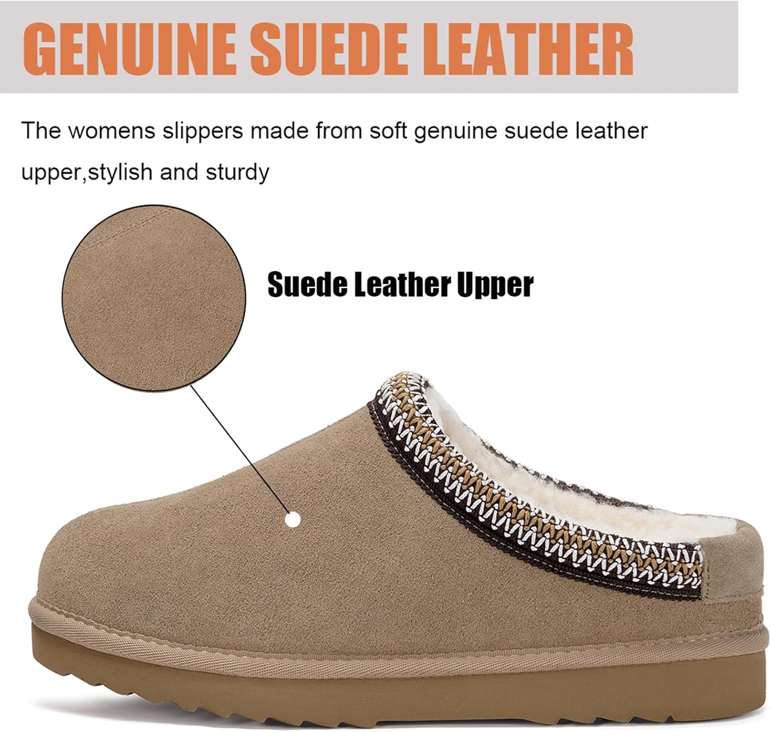 Women's Men's Slippers Platform Mini Boots for Women Genuine Suede Platform Slip-on Slippers Cozy Water Resistant Faux Fur Warm Winter Fuzzy House Shoes Indoor Outdoor - Image 2