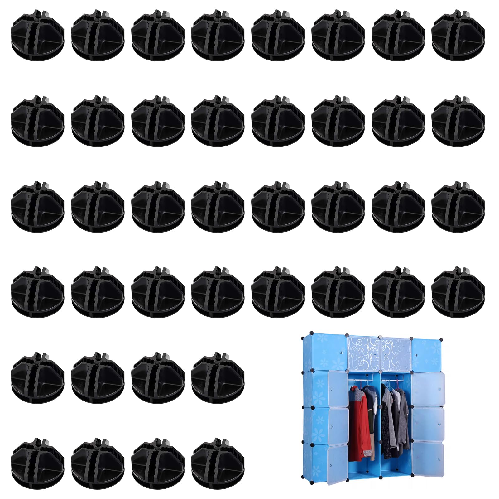 40Pcs Wire Cube Connectors, Black Plastic Joiners for Wire Cube Storage, Compatible with C&C Grids, Modular Shelving, Interlocking Connector, Organiser Systems & DIY Wires Cubes Storage Unit