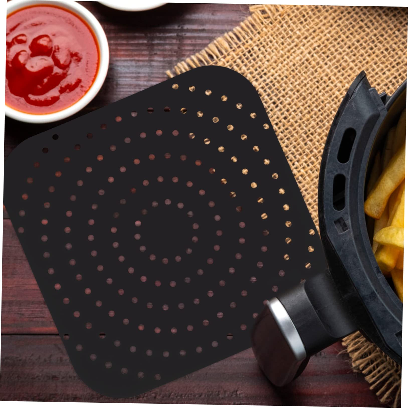 TOPBATHY 4 Stück Silikon-Fritteuseinlagen Backmatte für die Küche Wiederverwendbares Pad für Heißluftfritteuse silikonmatte für backofen silikonschalen für airfryer Silikon-Backmatte