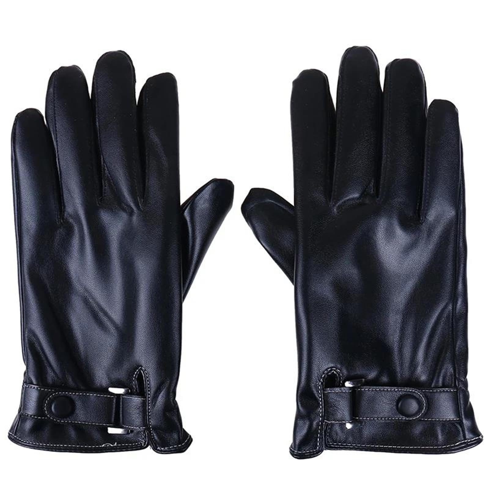 Guanti invernali caldi in pelle da uomo, alla moda, impermeabili, sottili, marroni, for motociclisti