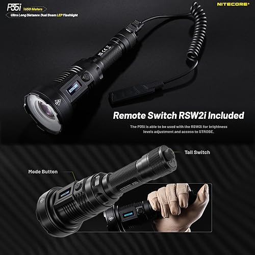 Miniatura 6 de Nitecore Linterna LEP P35i, 3000 lúmenes USB-C recargable de largo alcance con dos NL2150HPi y organizador LumenTac