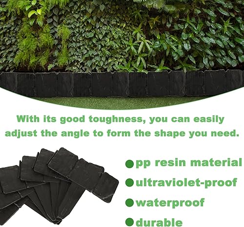 Miniatura 4 de CertBuy Borde de jardín, bordes de jardín de 16 pies, bordes de plástico para valla de jardín, bordes entrelazados para paisajismo, borde de césped