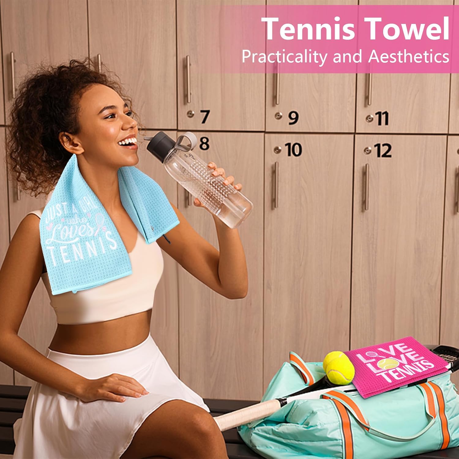 6 Pcs Tennis Towels Soft Embroidered Prints Towel with Carabiner Clip Tennis Hand Towels Fun Gift for Women, Men, Team Sports - Image 5