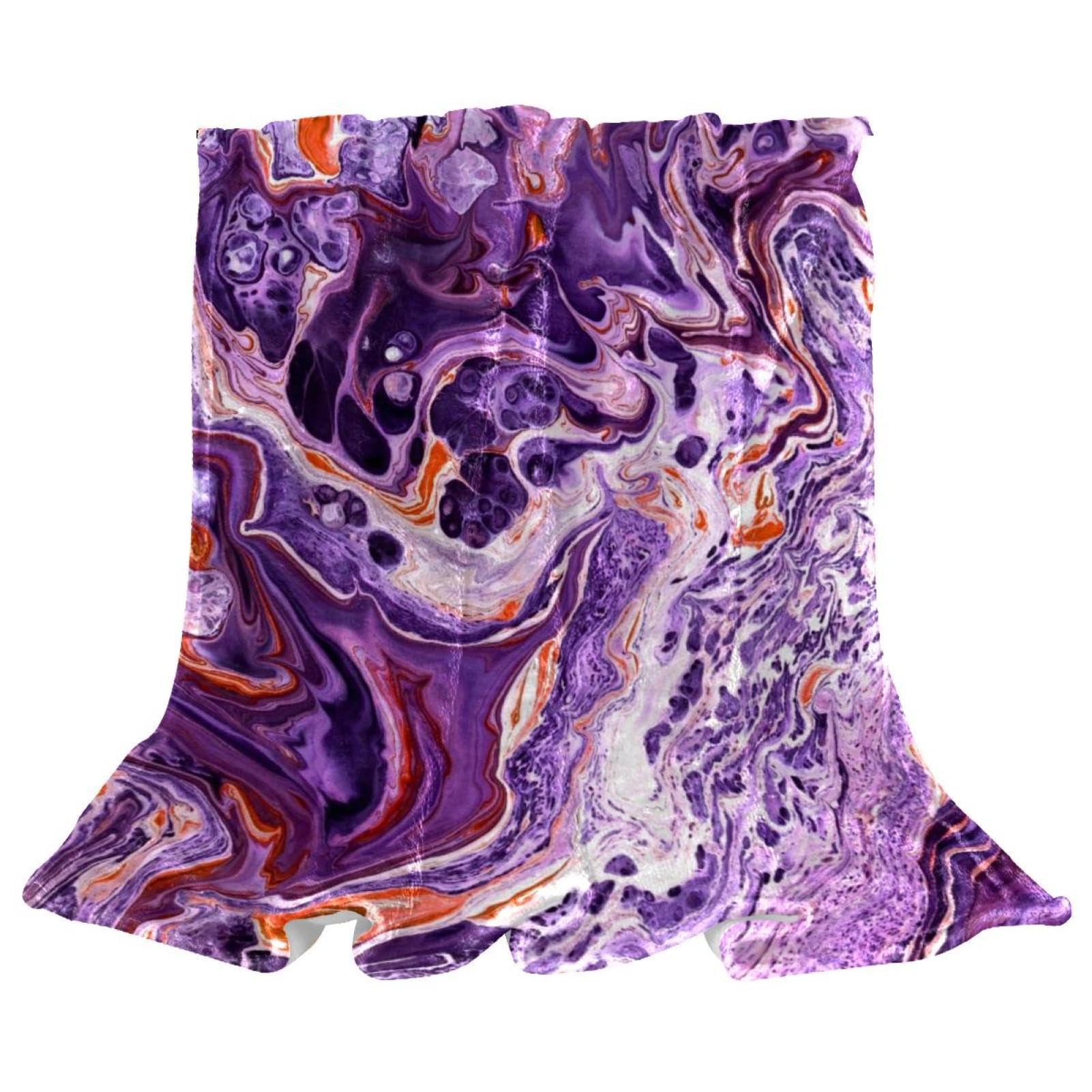 Couverture polaire marbre violet 150x200cm douce et chaude pour lit et canapé