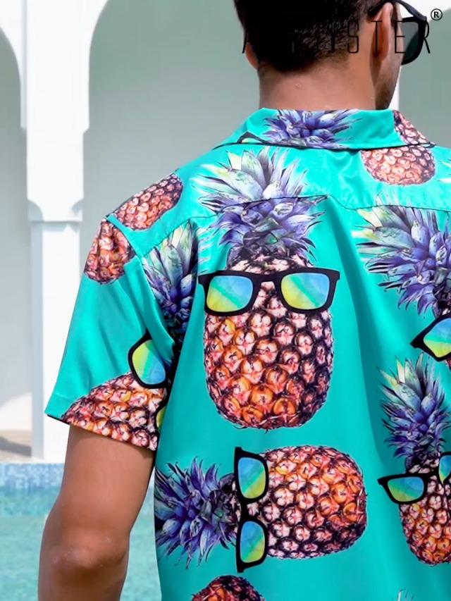 Camicia Caraibica Da Uomo Button Down Crociera Divertente Tropicale Camicie A Maniche Corte Vintage Hawaiana Casual Vestibilità Ampia Spiaggia Festa Cubana Bowling Messico 80s Camicia Golf Fenicottero