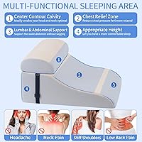 Vista 3 de Almohada de lectura para cama para adultos, almohada de cuña de espuma viscoelástica cabecero con soporte lumbar ajustable, cojín de respaldo