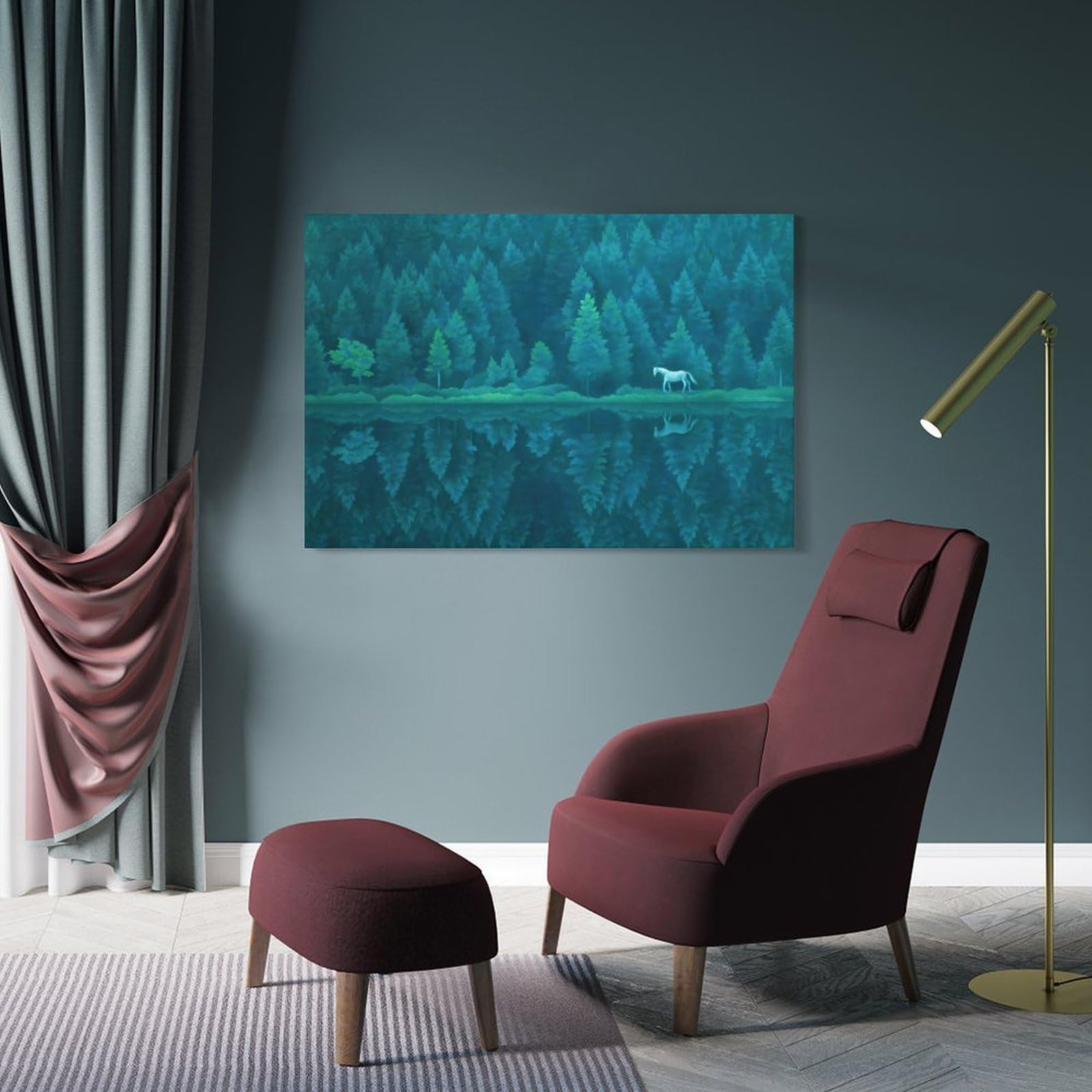 Amazon.co.jp: 東山魁夷「緑響」風景画有名画家、版画家、作家アール