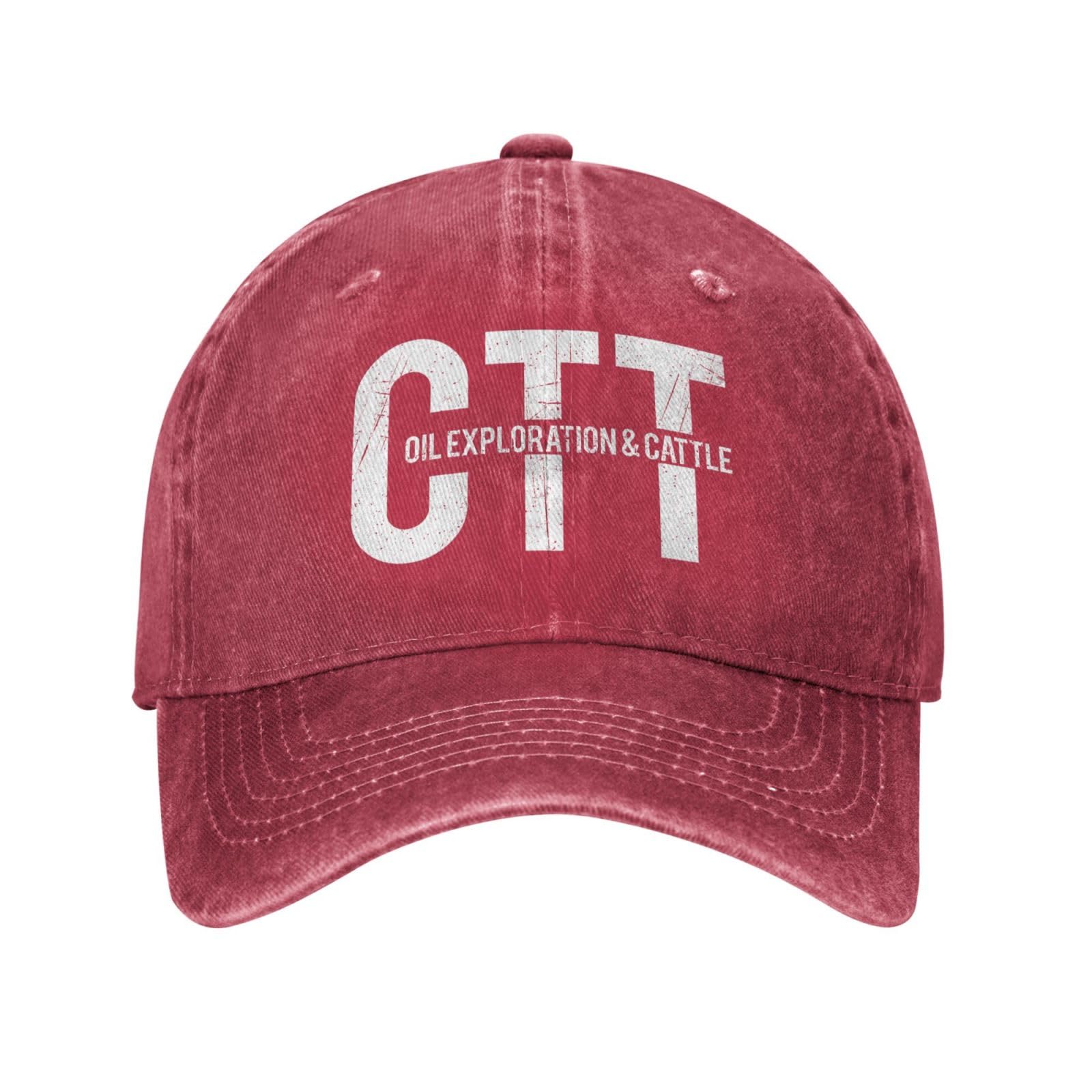 Hacxz Unisex Red Oil Exploration And Cattle Hat Funny Denim Cap