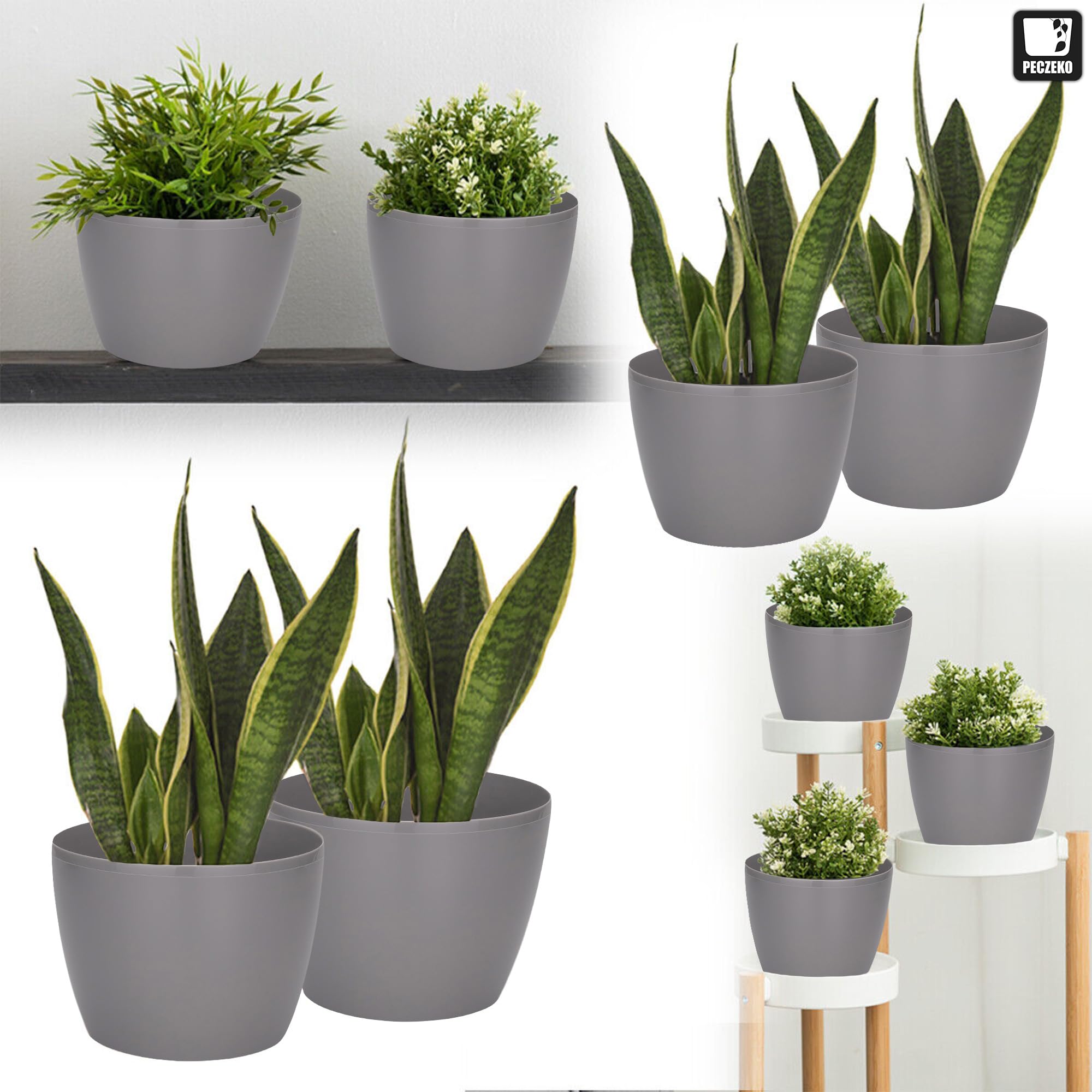 PECZEKO Shiny Flower Pots, Decorative Plant Pots for Flowers & Herbs - Image 2