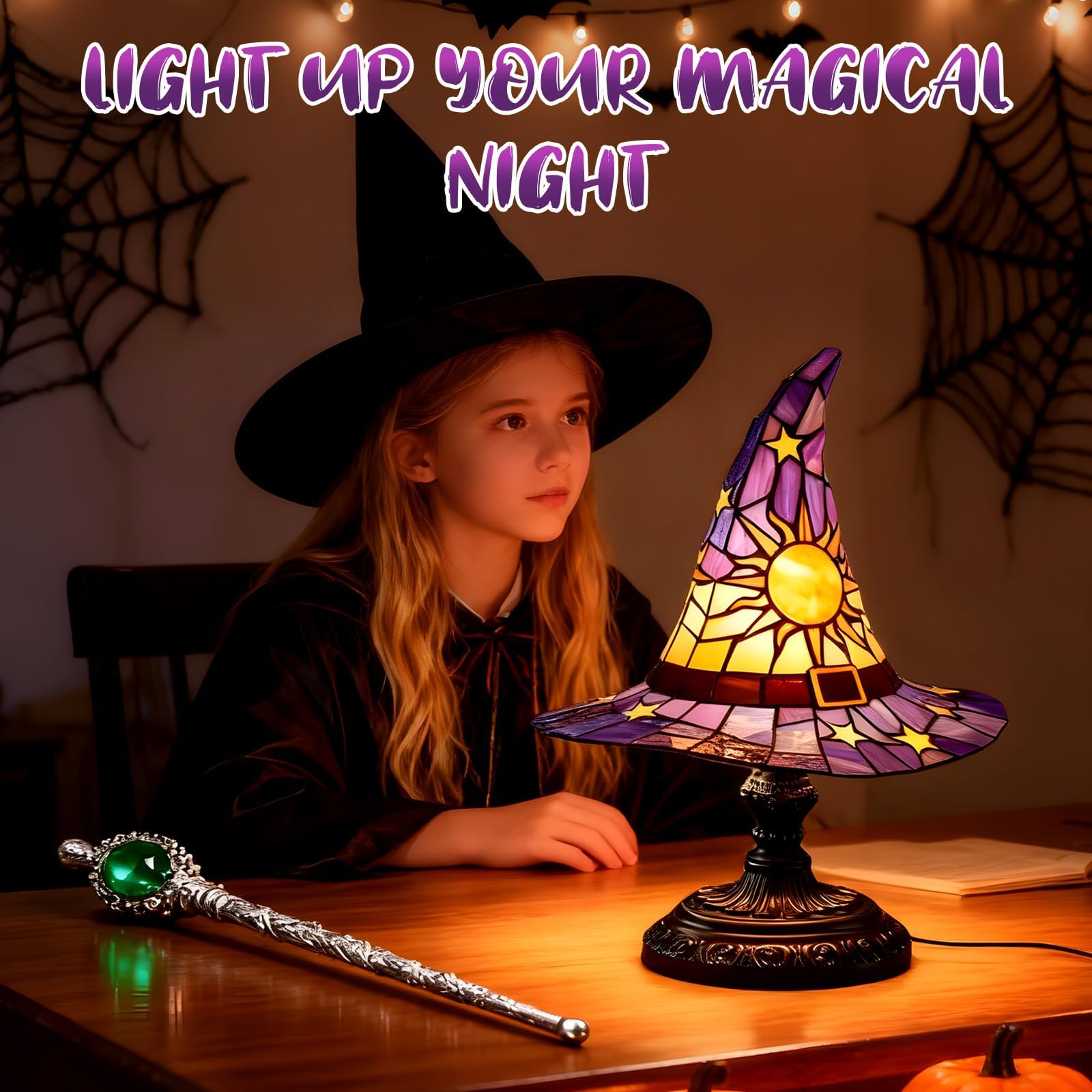 LYPPUL Hexenhut-Lampe Gelb - Gothic Nachtlicht Für Halloween