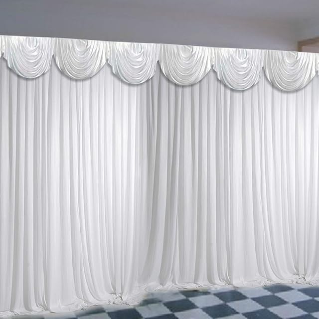 Trintion Backdrop Curtain 3x3m (10x10ft) Photography Curtains Detachable Smooth Ice Silk Pleated Backdrop Curtains for Stage Wedding Party Backdrop Photography Birthday