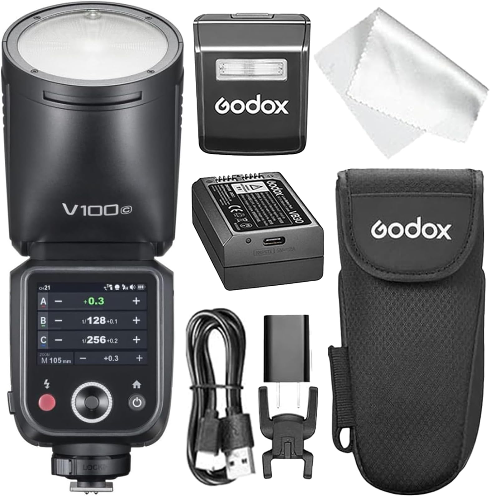 Godox V100C Camera Flash Speedlite, V100 C 100W Touch Screen Flash, HSS ...