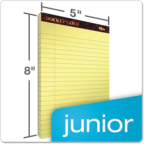 Miniatura 3 de TOPS The Legal Pad - Blocs de notas de tamaño legal, 5 x 8 pulgadas, hojas rayadas, papel color amarillo canario