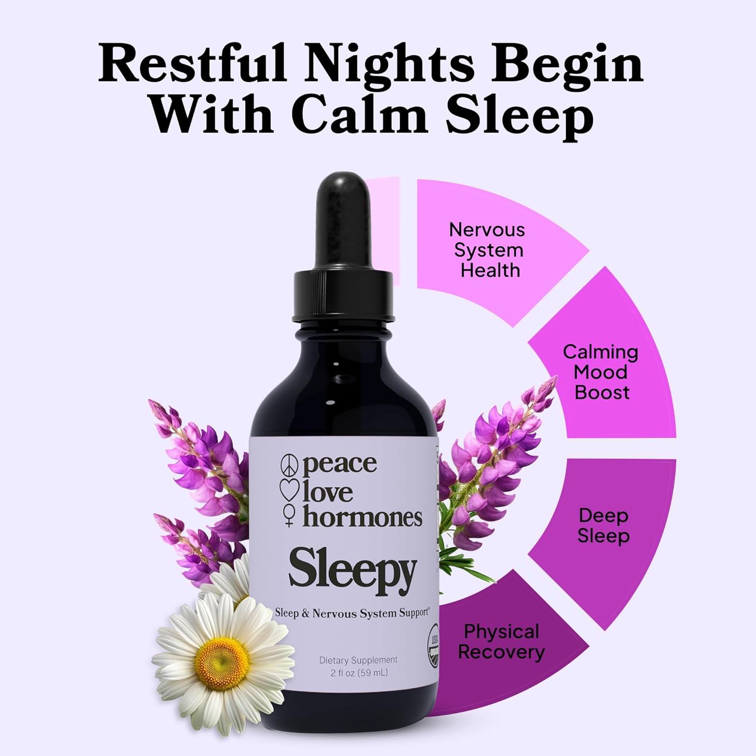 peace. love. hormones. Sleepy Natural Sleep Aid & Nervous System Support – Herbal Supplement – Helps Promote Deeper Sleep, Calming Mood, and Recovery – Non-Drowsy Herbal Formula