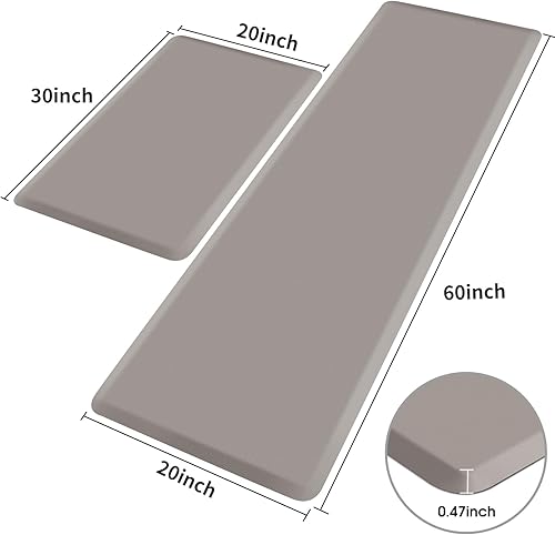 Miniatura 70 de HappyTrends Tapete de cocina [2 piezas] acolchado, cómodo, antifatiga, impermeable, antideslizante, tapete de espuma ergonómica gruesa y perfecta