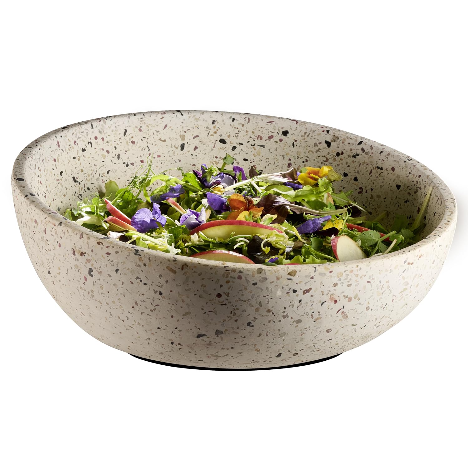 APS 30082 Bandeja decorativa/frutero TERRAZZO - Hormigón, Ø 29,5 cm, Altura: 8,5/14,5 cm, 2,5 litros, aspecto terrazo
