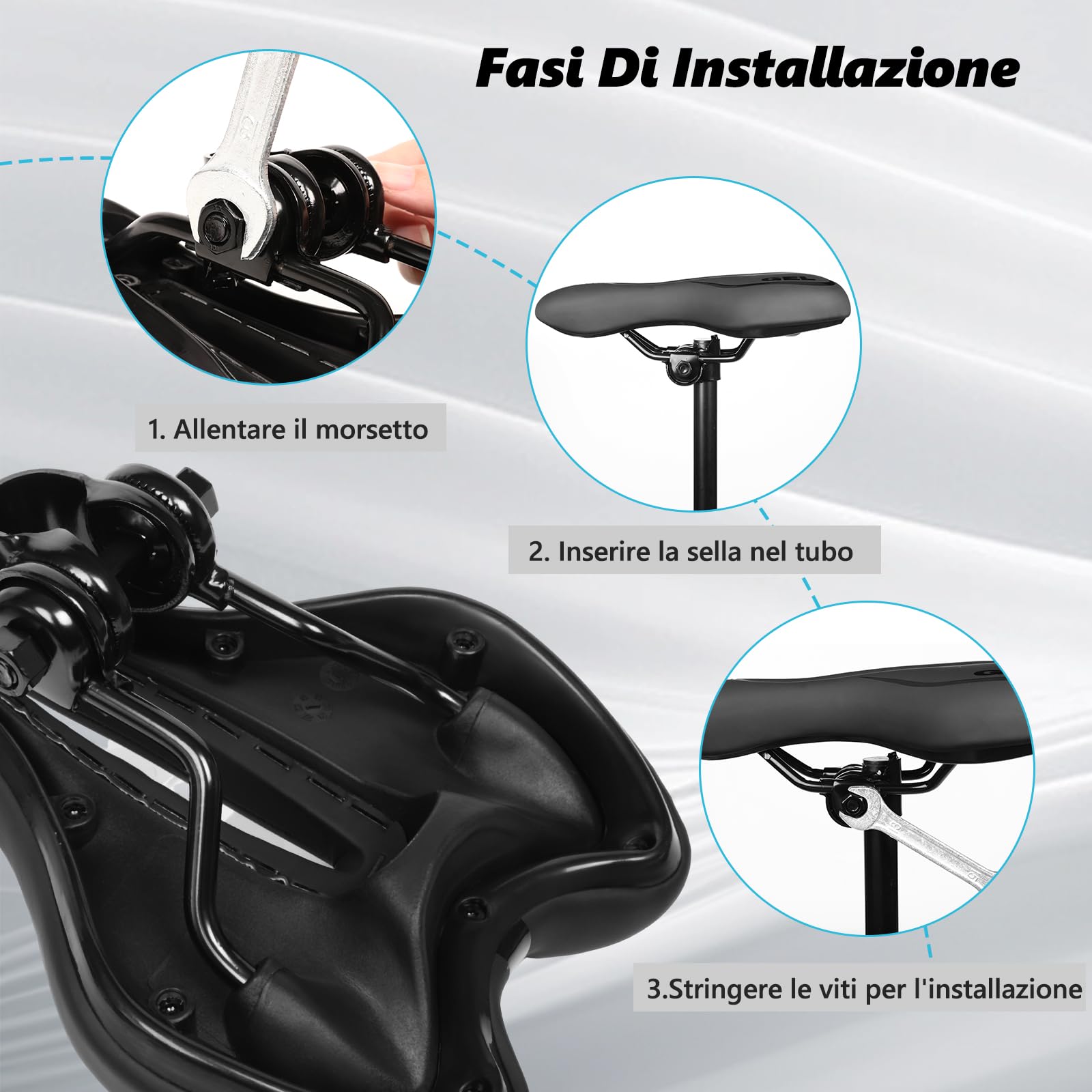 Homoto Sella Bici Da Corsa,Sella MTB Con Copertura Impermeabile Unisex accessorio per sellino per mountain bike, sellino comoda rimovibile e sostituibile