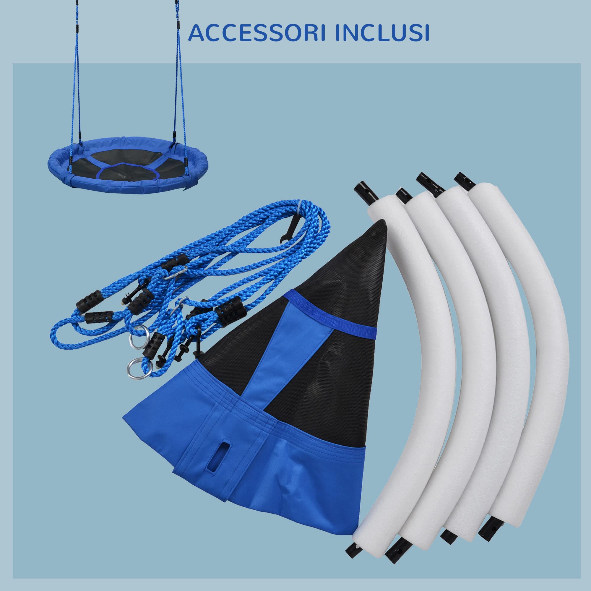 HOMCOM Altalena da Giardino per Bambini tra 3 e 8 anni, Altalena per Bambini da Interno ed Esterno 100x180 cm, Carico Massimo 100kg