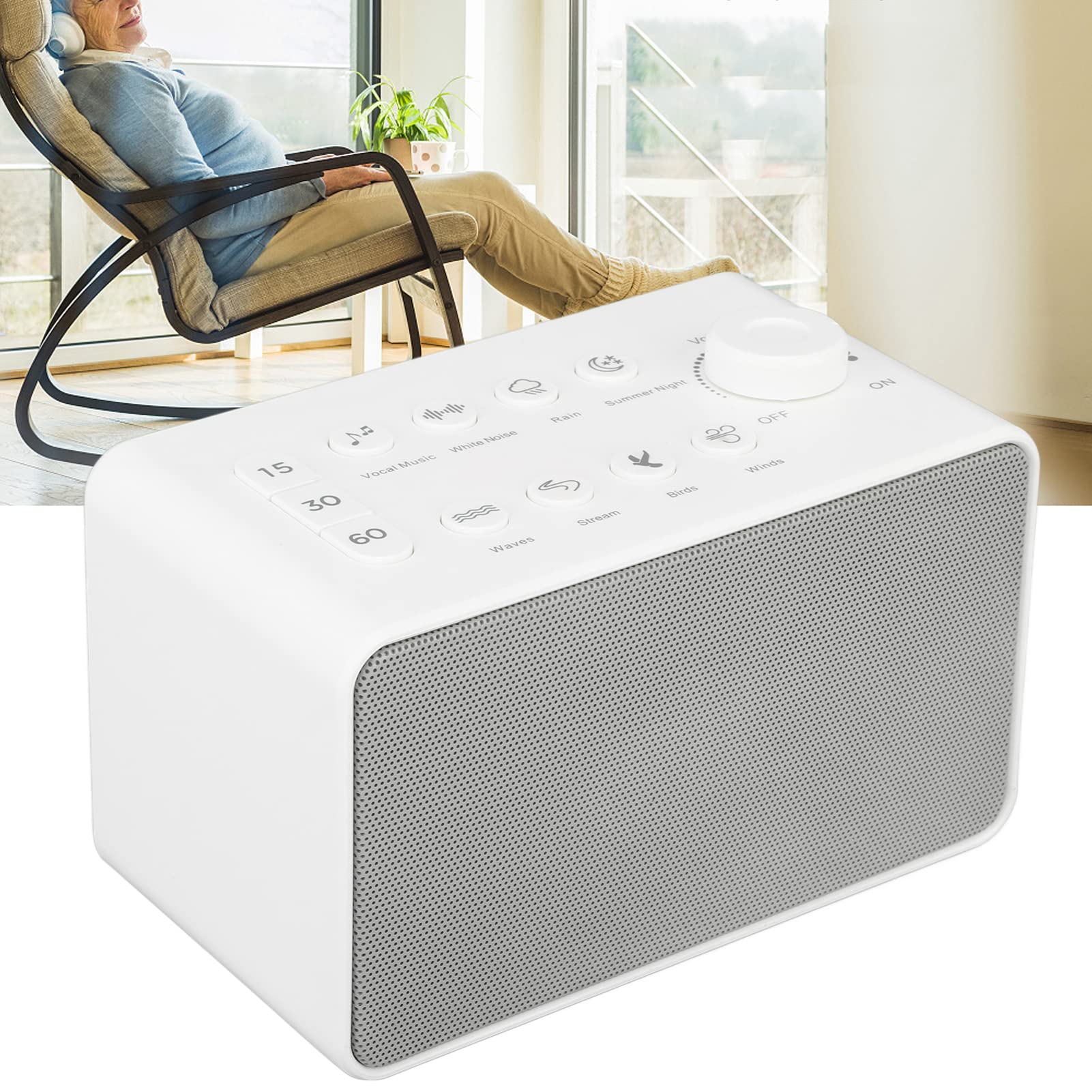 S16 Macchina per il rumore bianco Macchina sonora portatile ricaricabile tramite USB con 8 suoni naturali per neonati, adulti, bambini che dormono