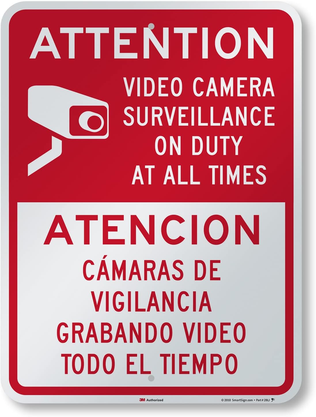 SmartSign "Attention - Video Camera Surveillance On Duty" Bilingual Sign | 18" x 24" 3M Engineer Grade Reflective Aluminum
