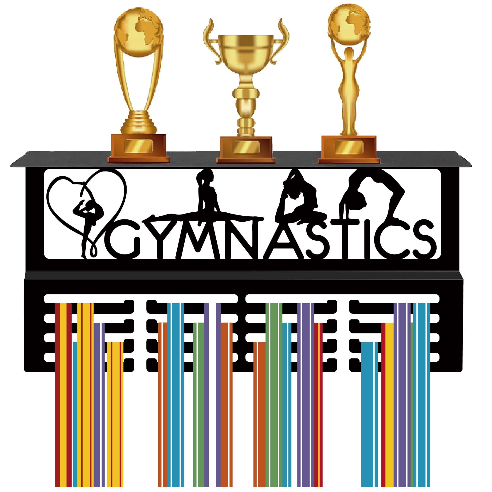 CREATCABIN Colgador Medallas Gimnasia Estante para Trofeos 40x20x10cm Metal