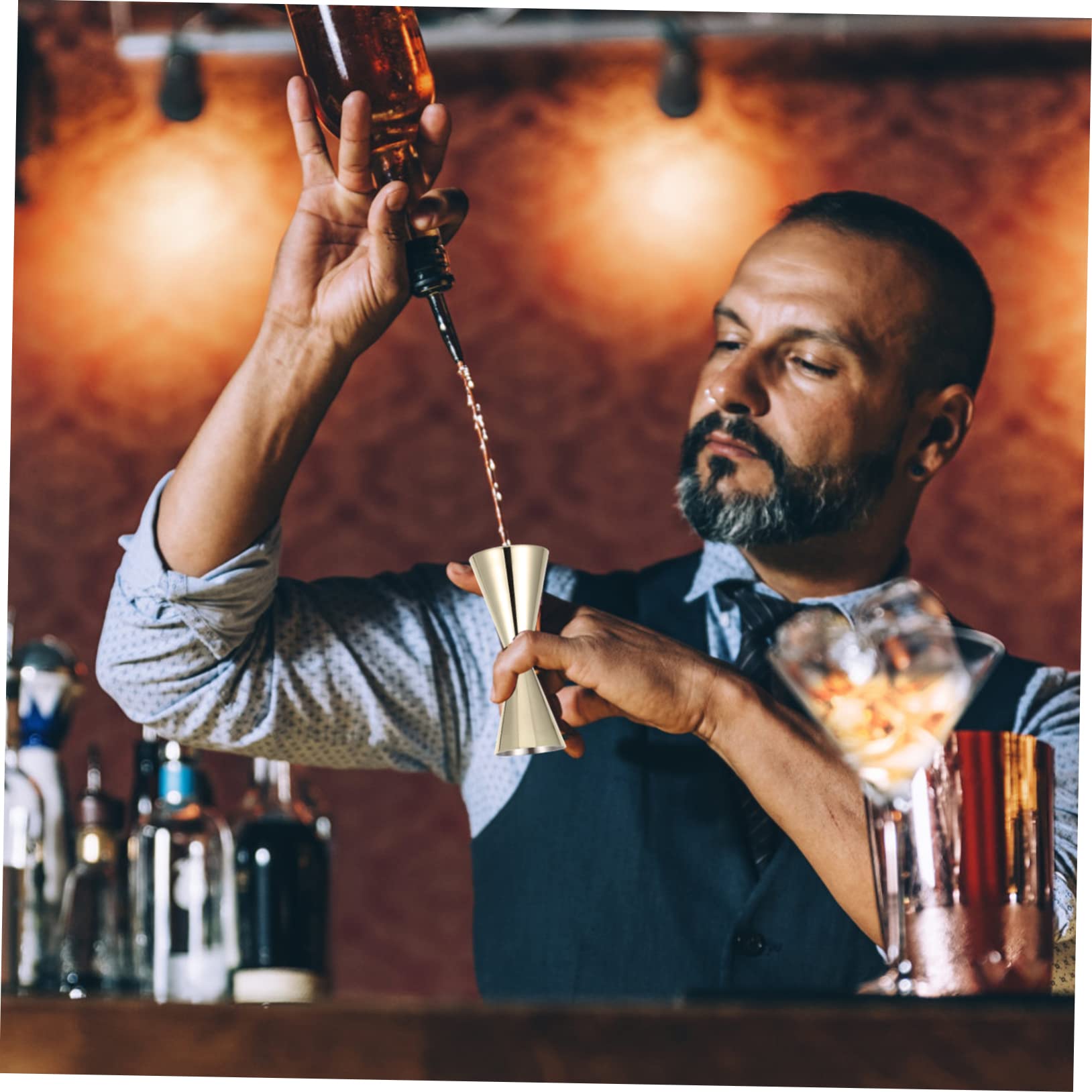 BESTonZON 3 Pièces Mesureur De Vin Doseur à Cocktail Mesures Du Double Jigger Doseur à Martini Appareil De Mesure Du Vin Jigger De Barman Shaker Acier Inoxydable Gadgets Double Tête