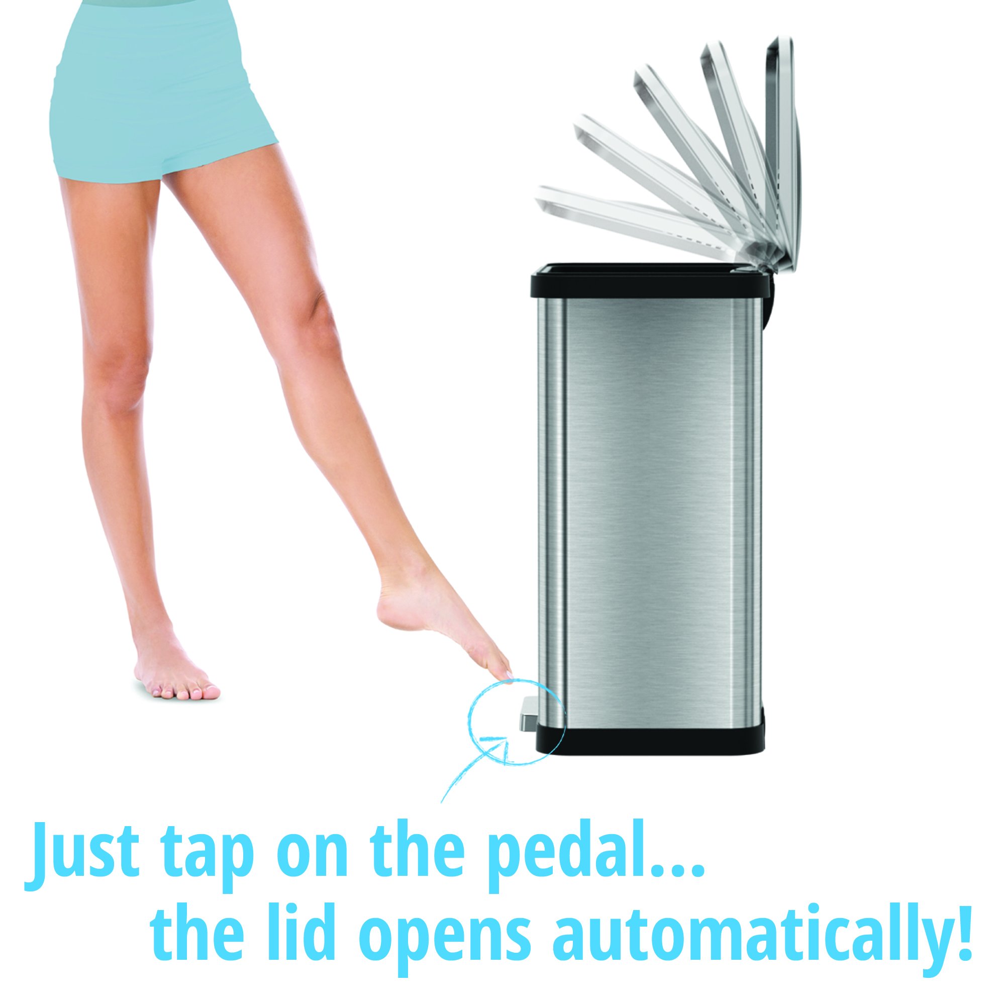 iTouchless AutoStep 13 Gallon Automatic Step Sensor Trash Can with ...