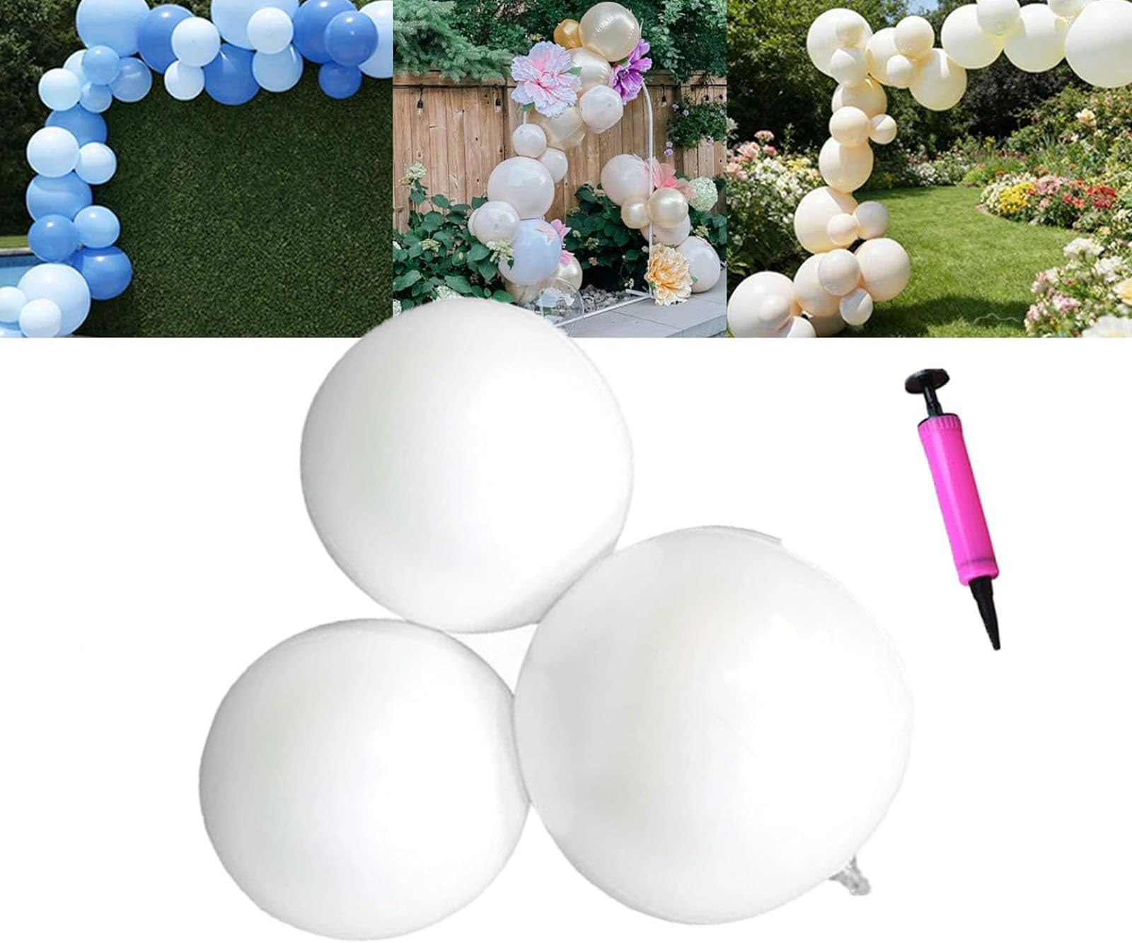 Reusable Inflatable Balloon Garland Arch Kit, 3/7 PCS Linked Pvc Balloons with Elastic Band, DIY Balloon Arch & Garland Kit, Party Balloonarch Strip Set, Quick & Easy To Inflate And Set Up (#3L*1)