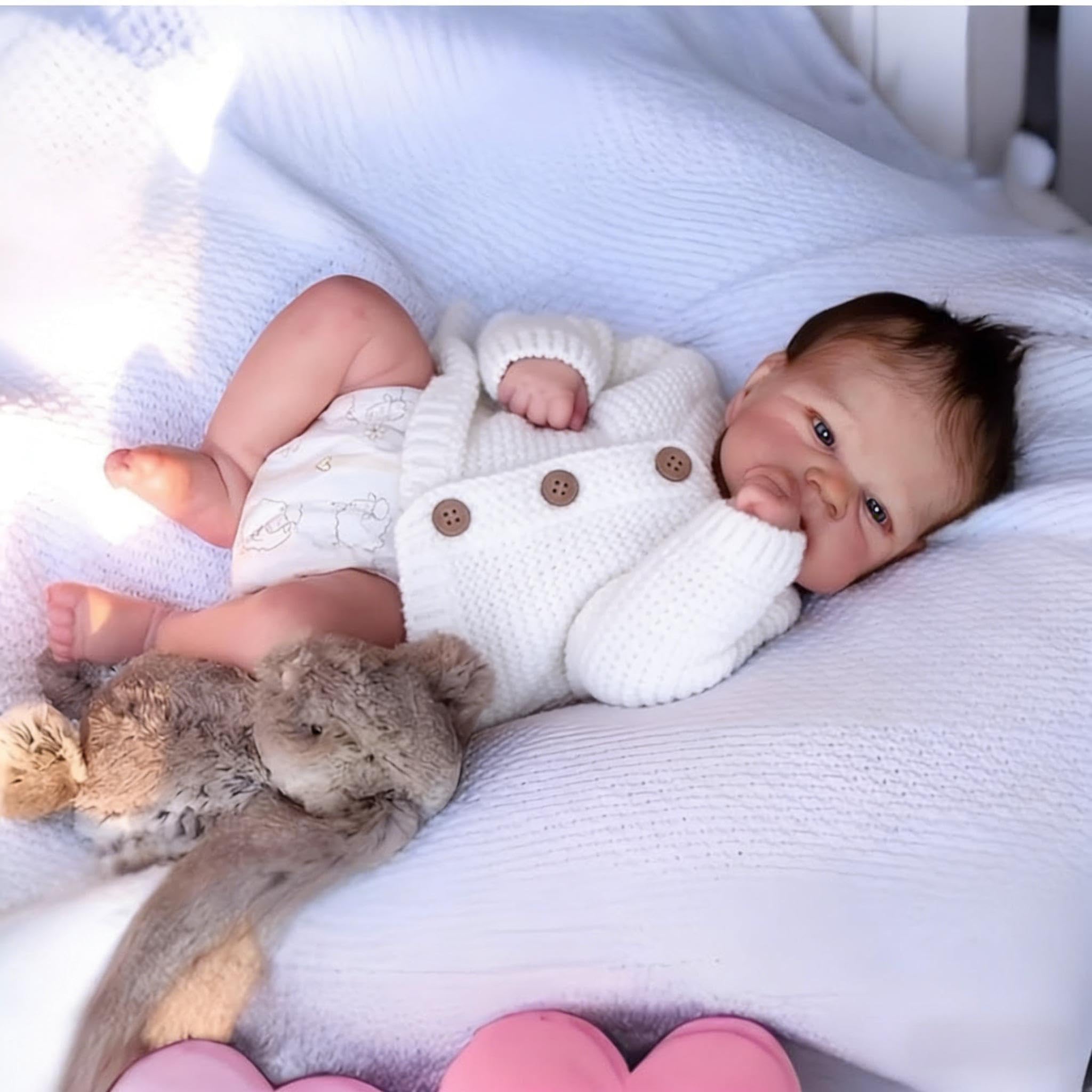 RXDOLL Reborn Baby Dolls silikonowy winyl na całe ciało, 43 cm, anatomicznie poprawna, dziewczyna, realistyczna, Reborn, ukorzenione włosy, realistyczna, pełna silikonowa lalka niemowlęca, prezent