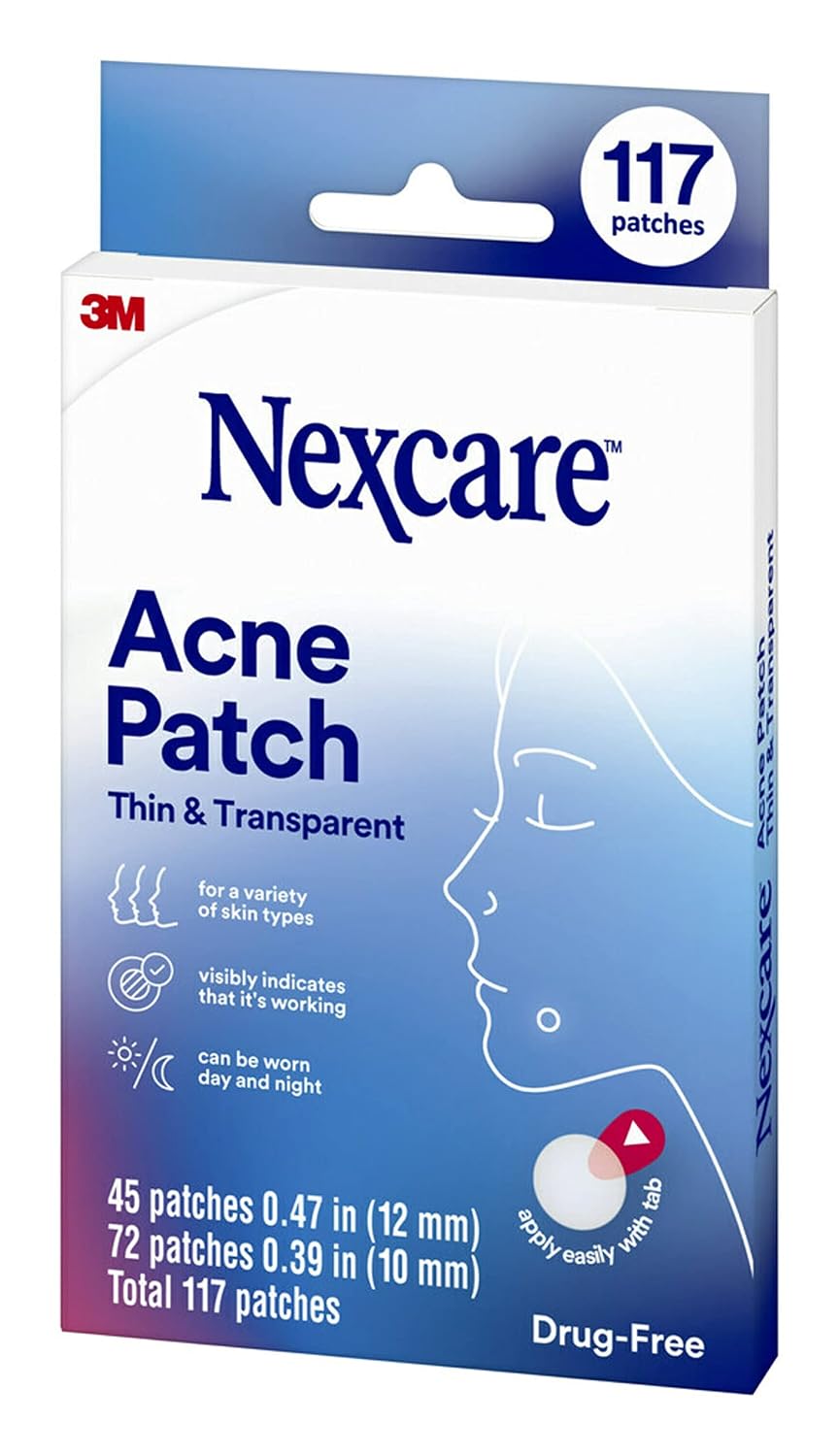Nexcare Acne Cover, Skin Cover Absorbs Pus and Oil from Clogged Pores, Suitable Skincare & Thin and Transparent Acne Patch, Skin Cover Absorbs Pus and Oil from Clogged Pores