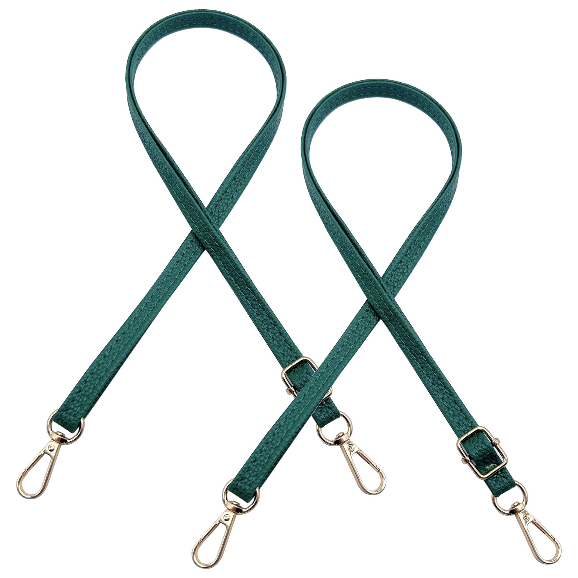 JMZLLRX 2 PCS Replacement PU Leather Bag Handles, Dark Green Adjustable Purse Strap for Handbags Shoulder Bag Crossbody Bag, DIY Purse Making Kit for Handmade Bag