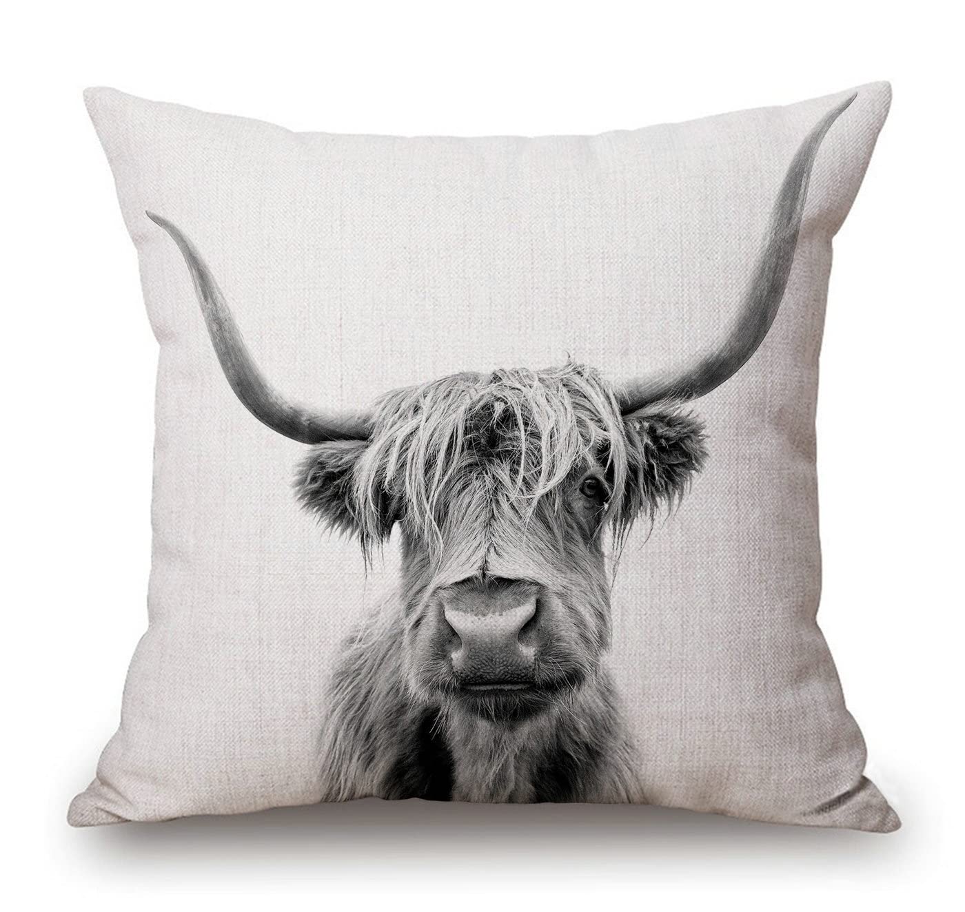 Solekla Throw Pillow Cover Portrait of a Highland Cow Pillow Case Decorative 18 x 18 Inches Outdoor Cushion Couch Sofa Pillowcases