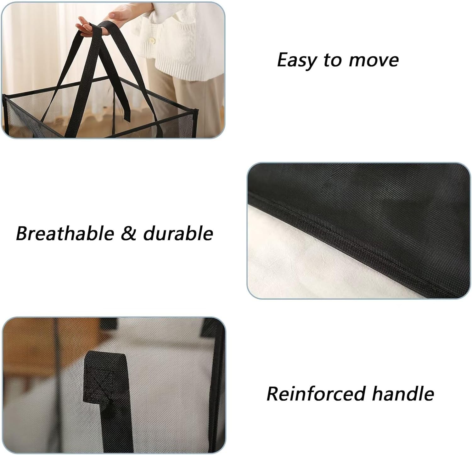 4 Pack Popup Laundry Hamper, Small Collapsible Mesh Laundry Baskets Dirty Clothes Basket with Handle Cube Storage Basket for Washing Storage,Toy Storage,Dorm and Travel(White,13 Inch)