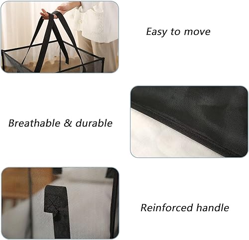 Miniatura 3 de Typutomi Paquete de 4 cestas de lavandería emergentes, pequeñas cestas plegables de malla para ropa sucia con asa, cesta de almacenamiento para