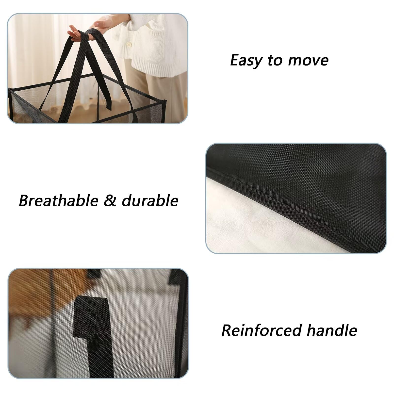 Cesto portabiancheria – grande cesto pieghevole in rete, pieghevole per riporre vestiti sporchi, giocattoli, dormitorio e viaggio – design popup con manico
