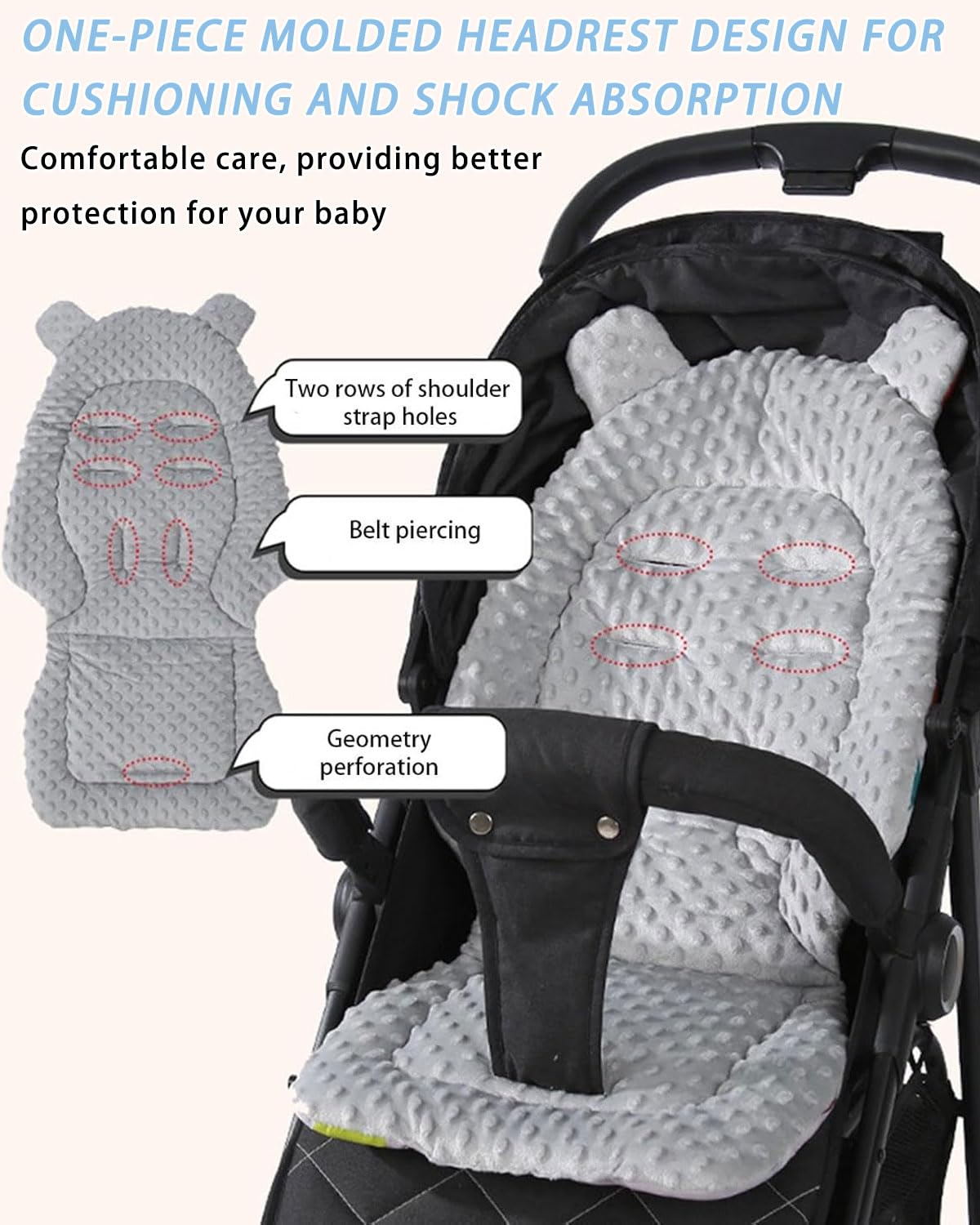 1 Pezzo Riduttore passeggino universale，Materassino Passeggino Universale In Cotone, Cuscino Passeggino Universale, Traspirante, Morbido, Accessori Per Passeggini（grigio）