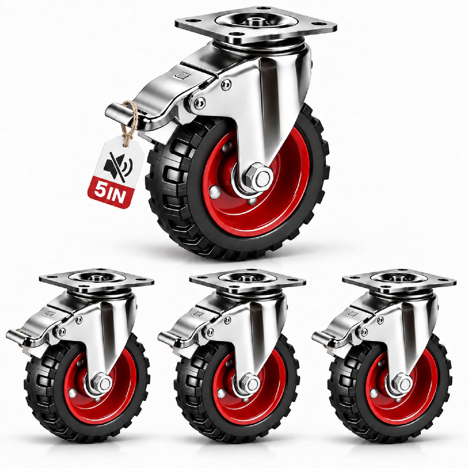 Heavy Duty Caster Wheels with Brakes - 2400LBS Capacity -8 Heavy Duty Caster Wheels with Brakes - 2400LBS Capacity -8