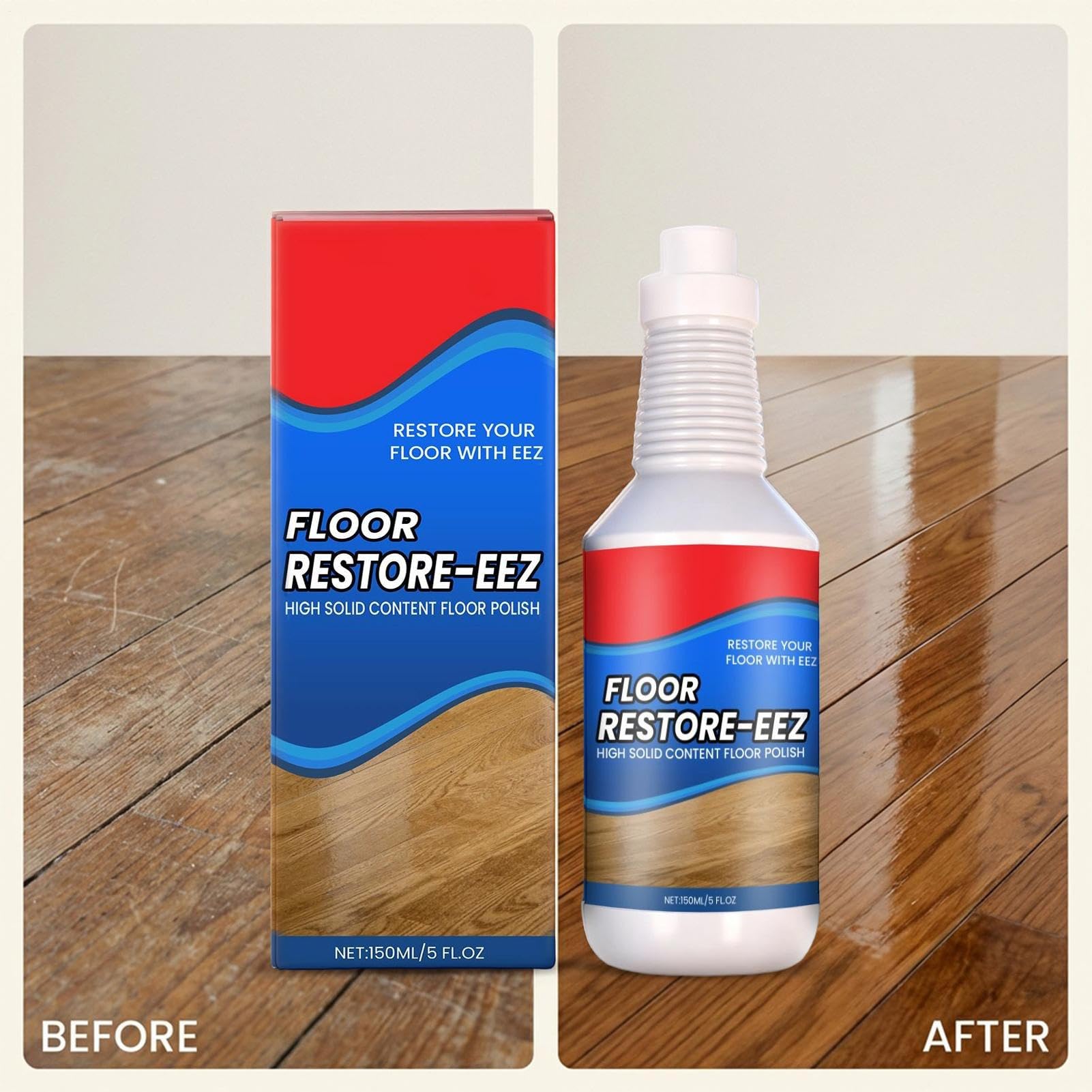 Floor Restore Eez, 150ml Solution De Restauration Des Sols, Rénovateur Pour Sols En Bois, Liquide Rénovation Floor, Agent Protection Floors Nettoyant Réparateur Anti-Rayures Pour Parquets Stratifiés