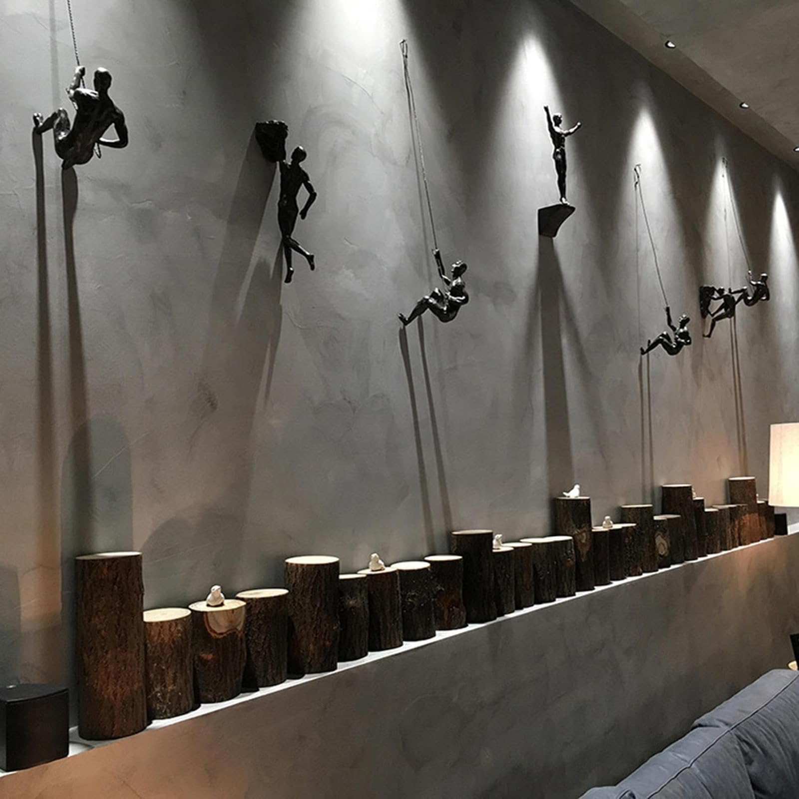 Bergsteiger-Skulptur 6pcs Kletternde Männer Mann Wand Kunst Dekor Skulptur Kunstharz Wandkunst Für Haus Und Büro Dekoration Präsentiert Den Charme Und Persönlichen Stil Des Klettersports(Color:M)