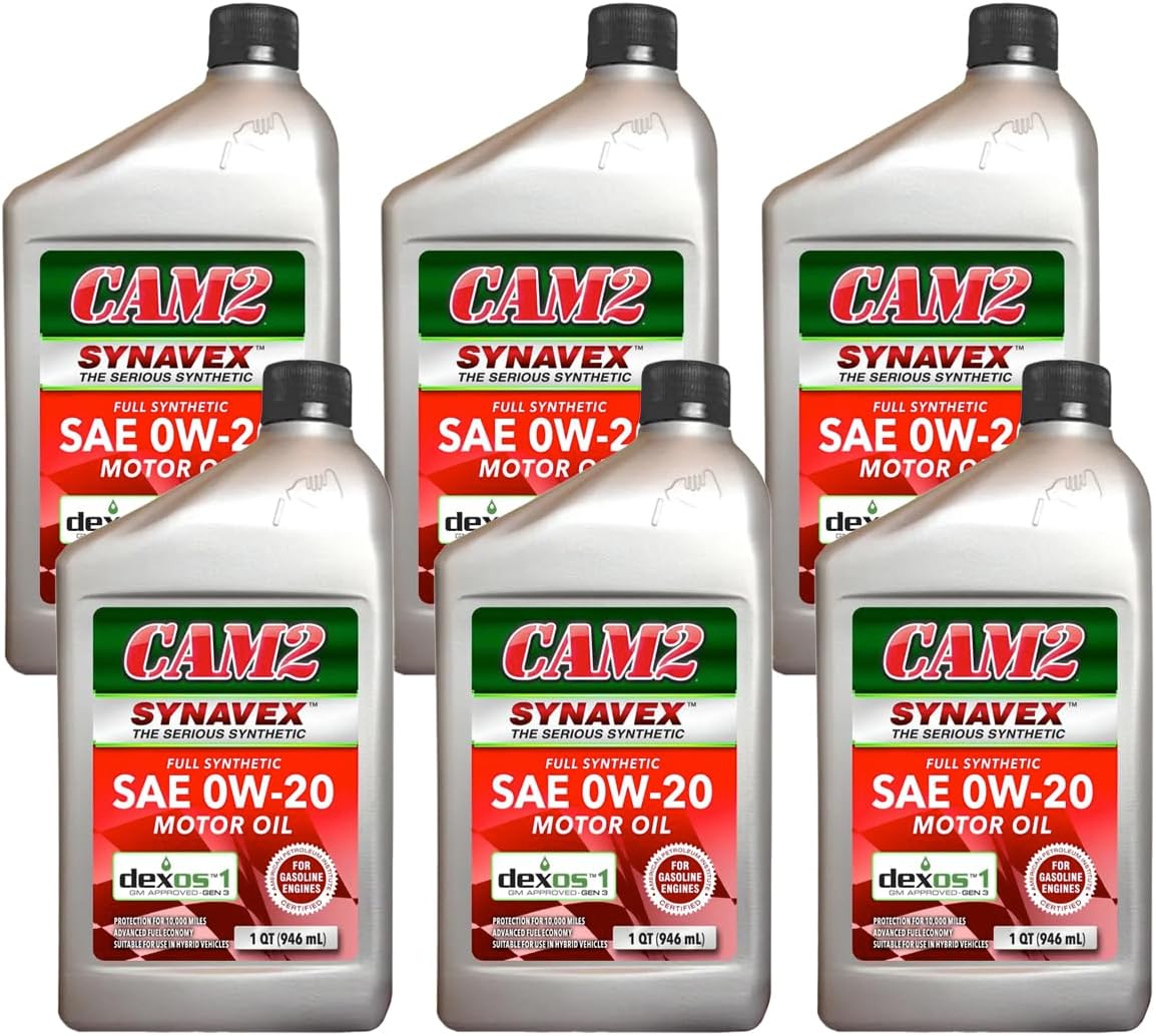 CAM2 SYNAVEX dexos 1 Gen 3 Full Synthetic Motor Oil 0W-20, 1 Quart, Case of 6