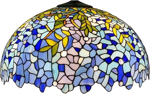 Miniatura 8 de Reemplazo de pantalla de lámpara de 20 pulgadas, solo lámpara de vitral Tiffany, diseño floral, rojo, verde, rosa, azul, amarillo, apto para lámpara