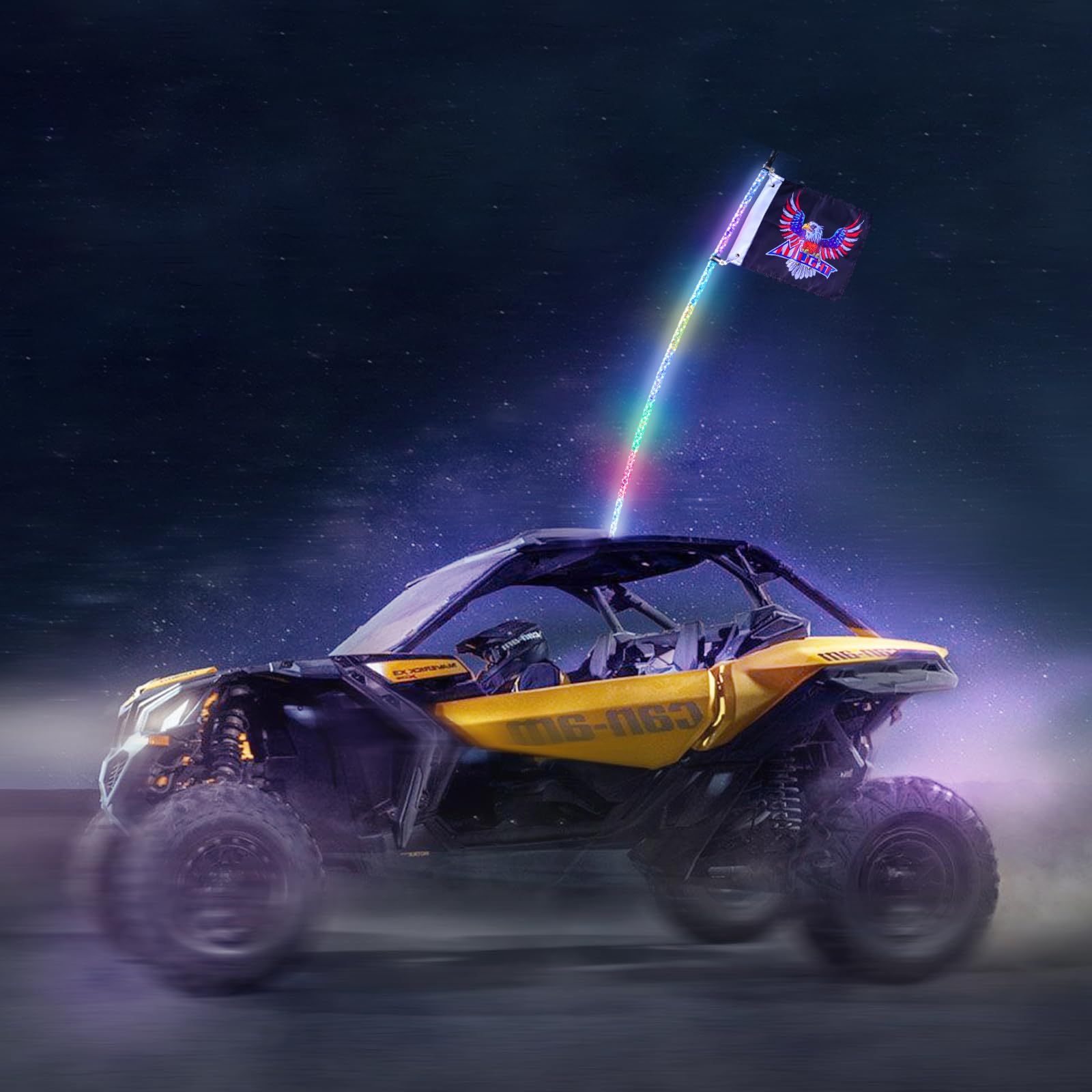 VEVOR Fouet Lumineux LED de 91 cm avec Base à Ressort, Télécommande APP et RF, Étanche à 360° en Spirale RVB avec 2 Drapeaux, Éclairage pour UTV, VTT, Motos, RZR, Camions, Tout-Terrain, 1 Pièce