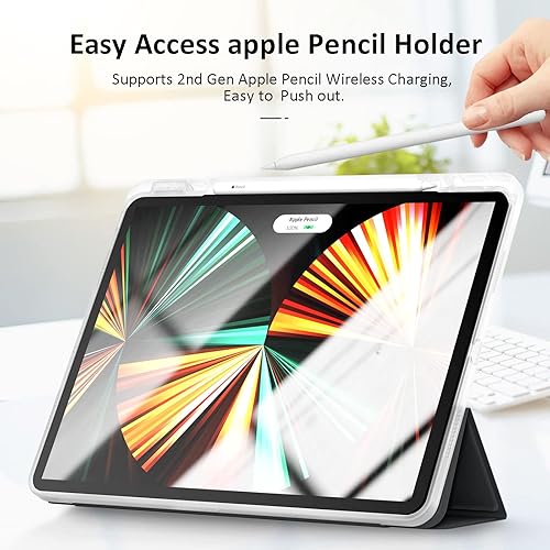 Miniatura 3 de Gahwa Funda para iPad Pro de 12.9 2022202120202018 (6543 generación), soporte delgado y triple pliegue + carga de lápiz Apple de 2 generación +